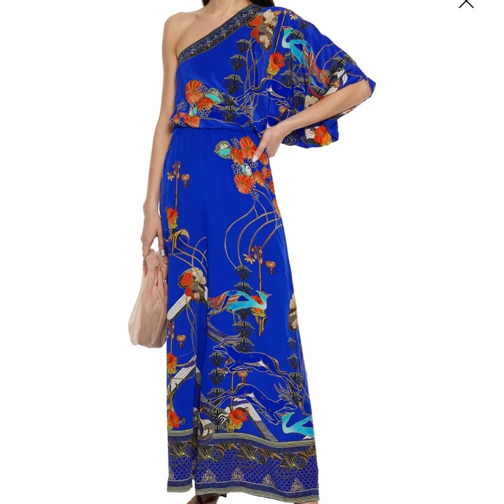 Camilla Blue silk Tree Of Life jumpsuit